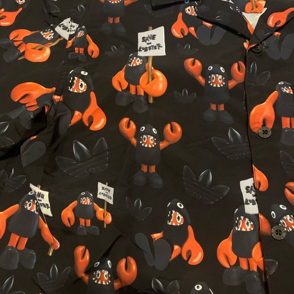 NWT Adidas Philip Colbert Save The Lobster Button Down Shirt Artist Series Small - Picture 2 of 7